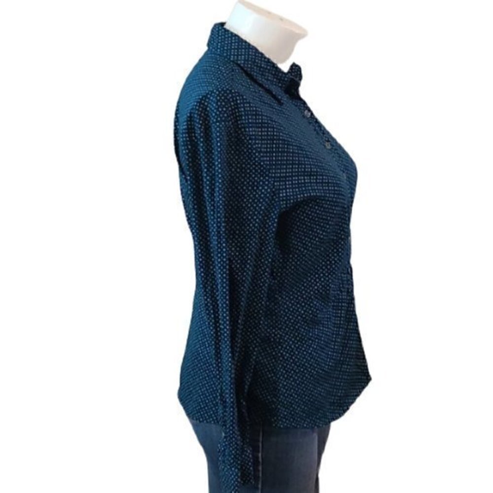 [New York & Co] Blue Circle Button Down Shirt - Picture 3 of 6